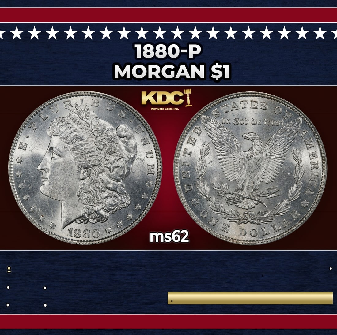 1880-p Morgan Dollar $1 Grades ms62 (1 of 3)