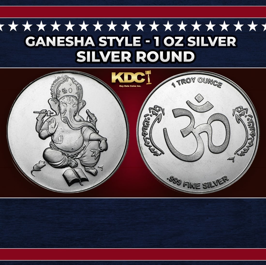 Hindu Deity Ganesha Style - 1 oz Silver Round Round (1 of 3)