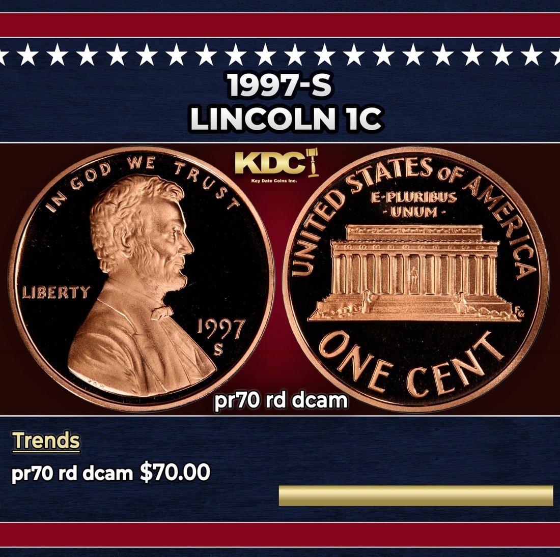 1997-s Proof Lincoln Cent 1c pr70 rd dcam SEGS: 1997-s Lincoln Cent 1c pr70 rd dcam SEGS.