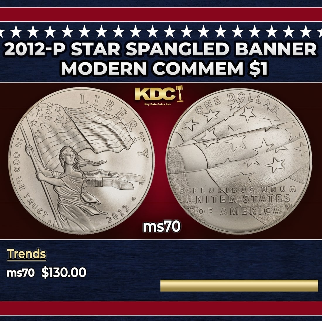 2012-P Star Spangled Banner Modern Commem Dollar $1 ms70 SEGS (1 of 3)