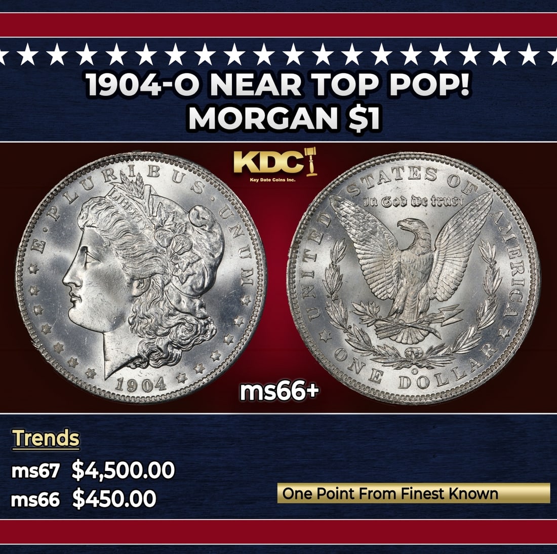 1904-o Morgan Dollar Near Top Pop! $1 ms66+ SEGS (1 of 3)