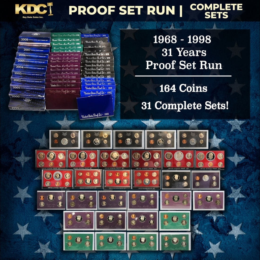1968-1998 30 Years Proof Set Run - 164 Coins, 31 Complete Sets (1 of 1)