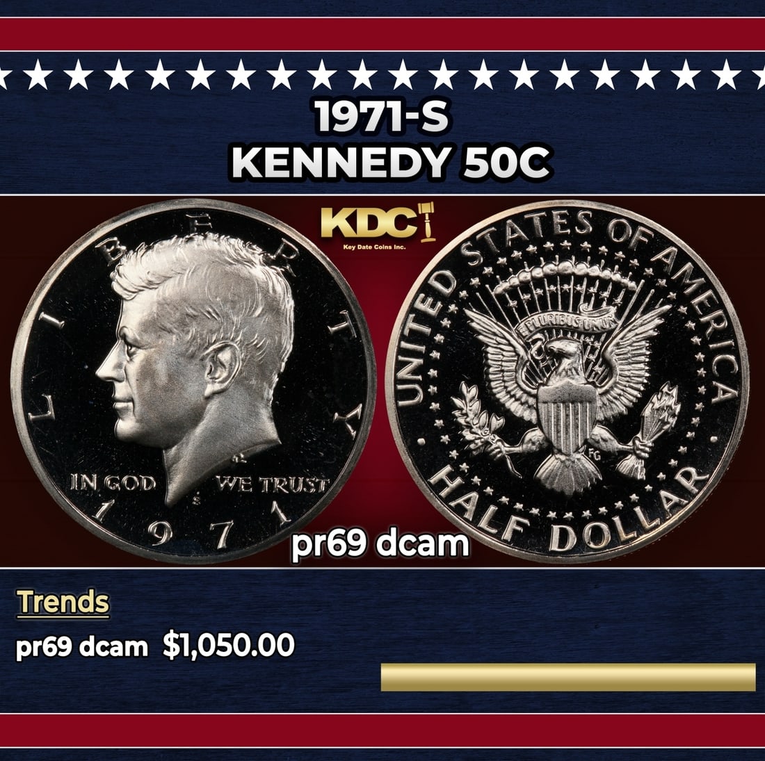 1971-s Proof Kennedy Half Dollar 50c pr69 dcam SEGS (1 of 3)