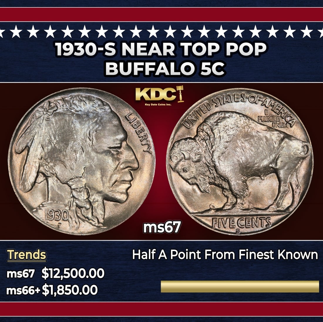 1930-s Buffalo Nickel Near Top Pop 5c ms67 SEGS (1 of 3)