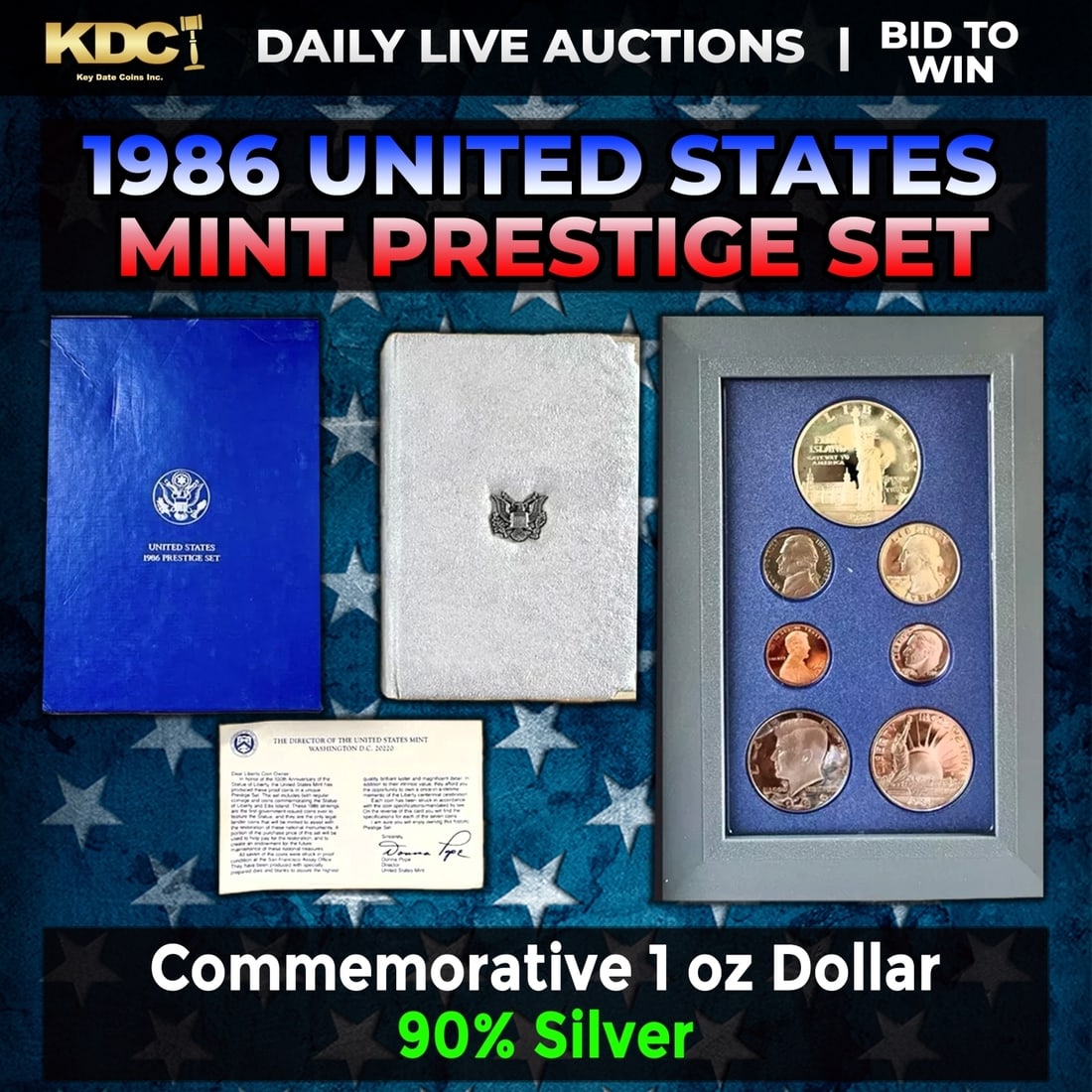 1986 United States Mint Prestige Proof Set 7 Coins W/ Box & COA (1 of 1)