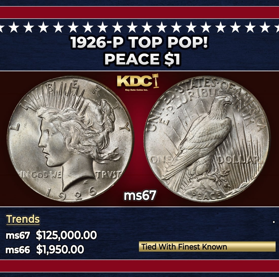 1926-p Peace Dollar TOP POP! $1 ms67 SEGS (1 of 3)