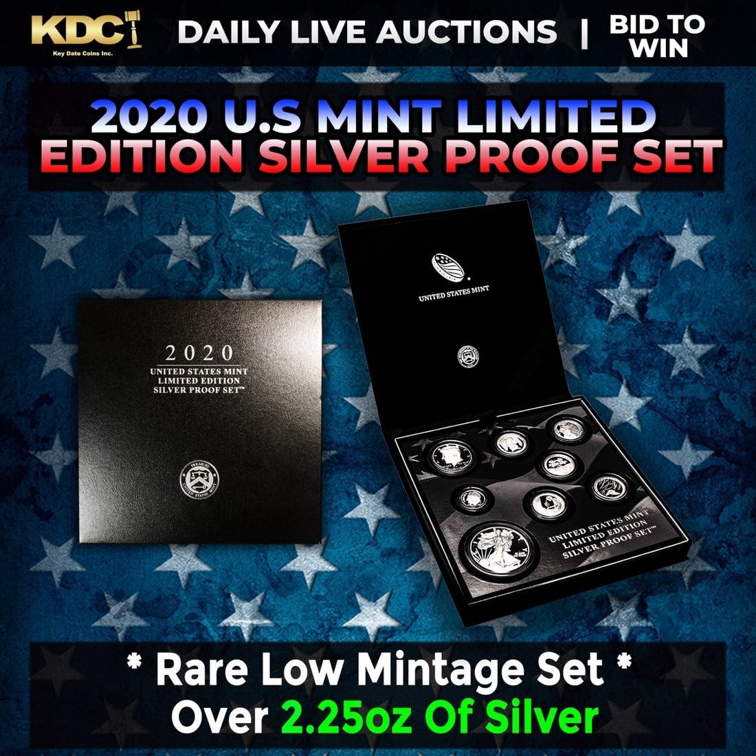 RARE 2020 United States Mint Limited Edition Silver Proof Set 8 coins, Over 2.25oz Of Silver low (1 of 1)
