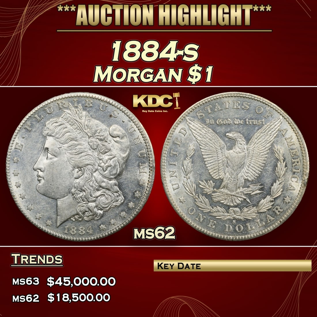 1884-s Morgan Dollar $1 ms62 USCG (1 of 3)