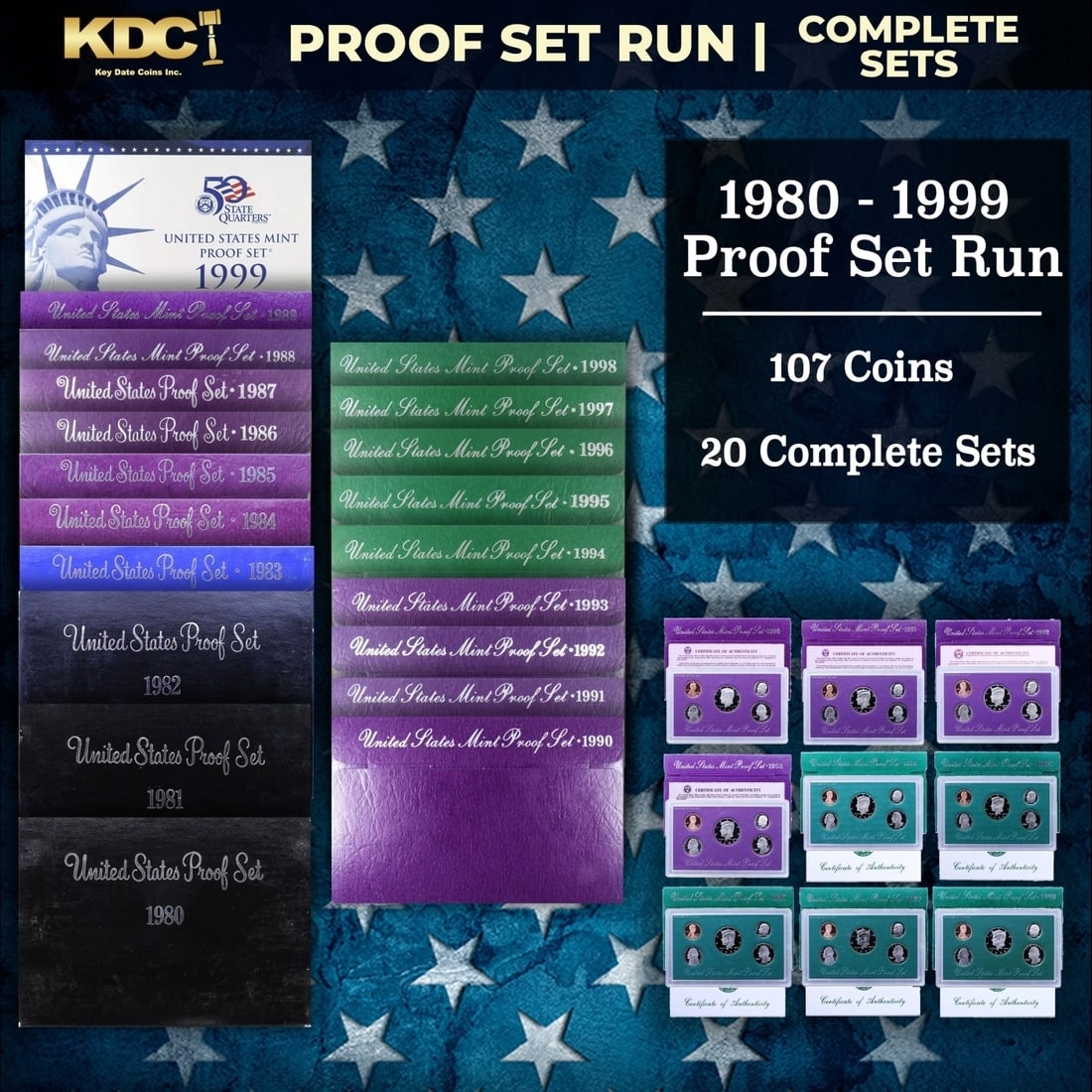 1980-1999 Proof Set Run 107 Coins 20 Complete Sets (1 of 20)
