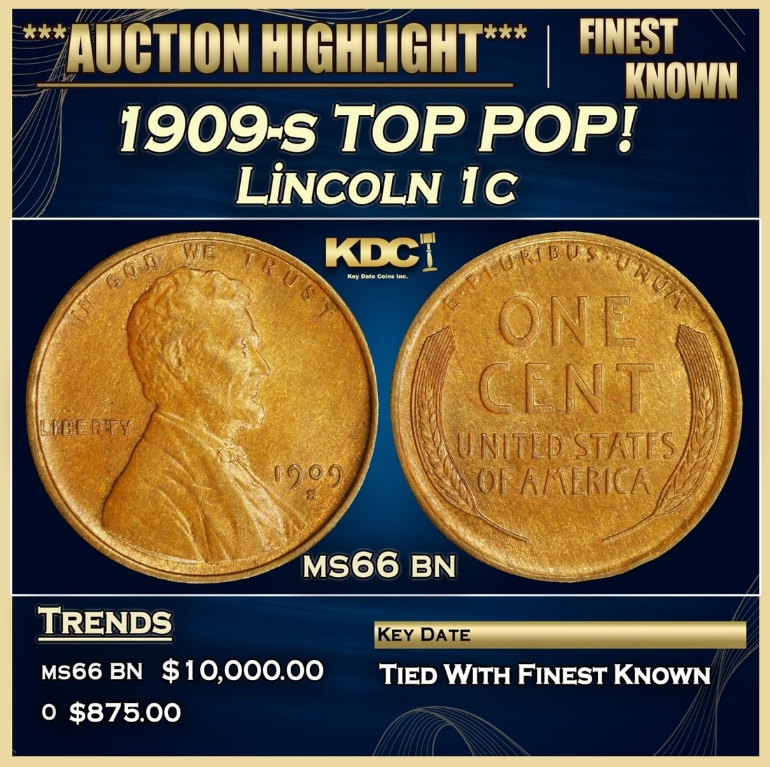 1909-s Lincoln Cent TOP POP! 1c ms66 bn SEGS (1 of 3)