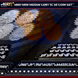 1880-1909 Indian Cent 1c 30 Coin Collectors Set: 1880-1909 Indian Cent 1c 30 Coin Collectors Set . Enjoy thisSet of 30 consecutively dated Indian Head cents last issued over a century ago! You'll get one Indian Head cent from each year spanning 1880