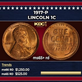 1917-p Lincoln Cent 1c Grades ms65+ rd