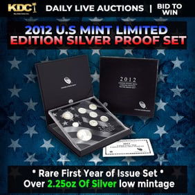 ***RARE First Year Of Issue 2012 United States Mint Limited Edition Silver Proof Set 8 coins, Over