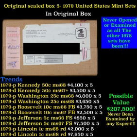 Original sealed Box of 5x 1979 United States Mint Set's