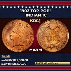 1902 Indian Cent TOP POP! 1c ms68 rd SEGS