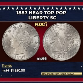 1887 Liberty Nickel Near Top Pop 5c ms66 SEGS