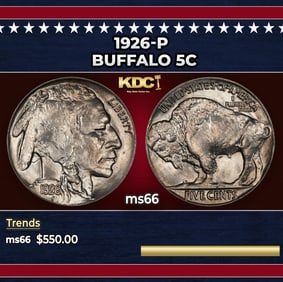1926-p Buffalo Nickel 5c Grades ms66