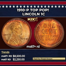 1910-p Lincoln Cent TOP POP! 1c ms67+ rd SEGS