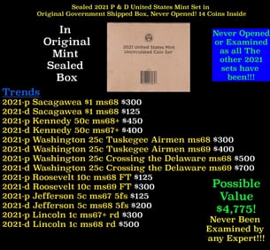 Sealed 2021 United States Mint Set in Original Government Shipped Box, Never Opened! 14 Coins