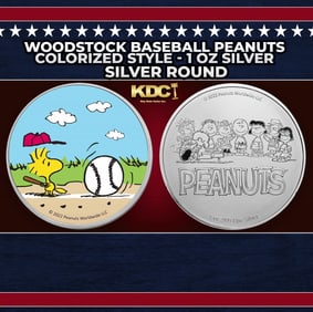 Woodstock Baseball Peanuts Colorized Style - 1 oz Silver Round Round