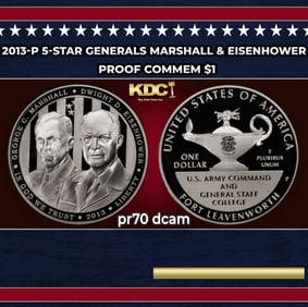 2013-P 5-Star Generals Marshall & Eisenhower Proof Modern Commem Dollar $1 pr70 dcam SEGS