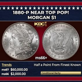 1880-p Morgan Dollar Near Top Pop! $1 ms66+ SEGS