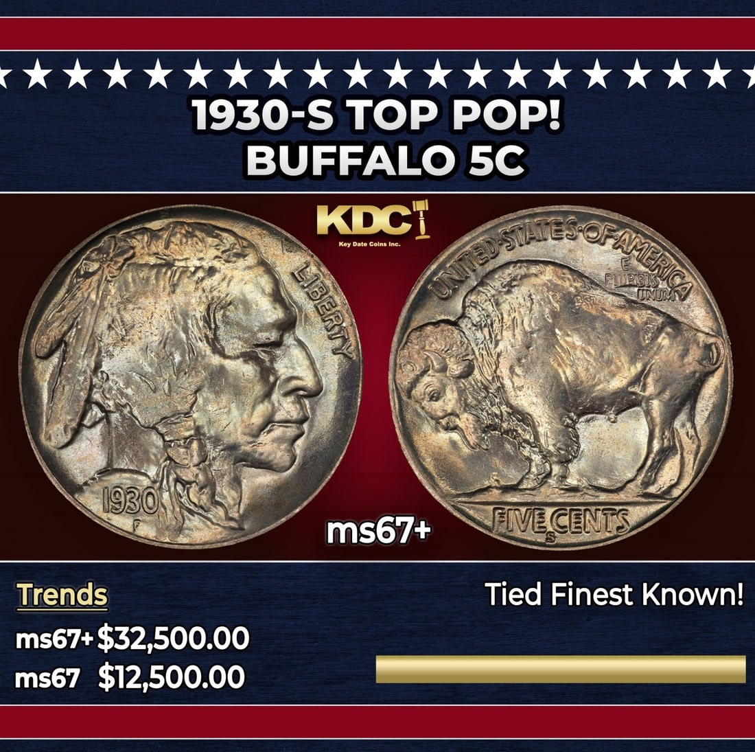 1930-s Buffalo Nickel TOP POP! 5c ms67+ SEGS (1 of 3)