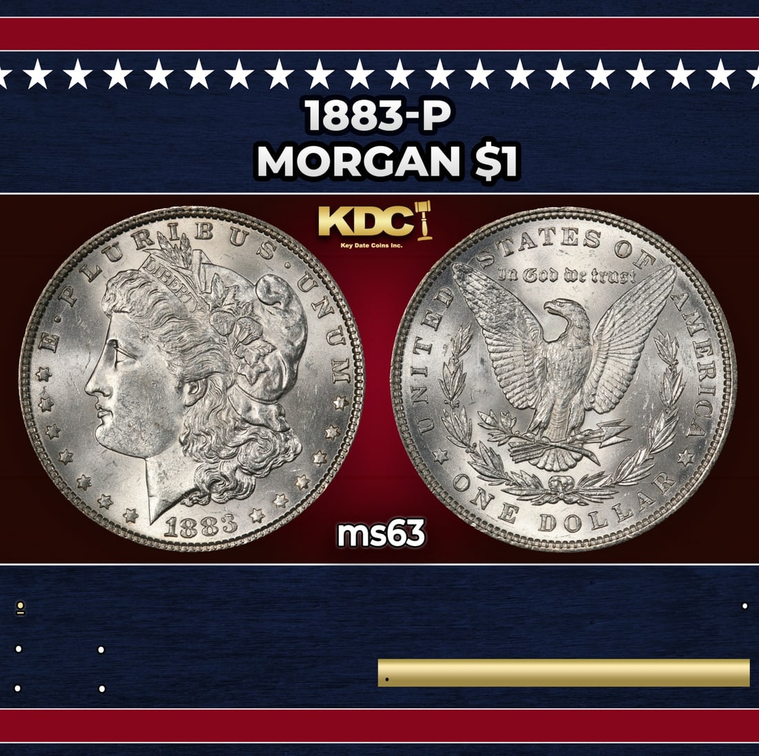 1883-p Morgan Dollar $1 Grades ms63 (1 of 3)