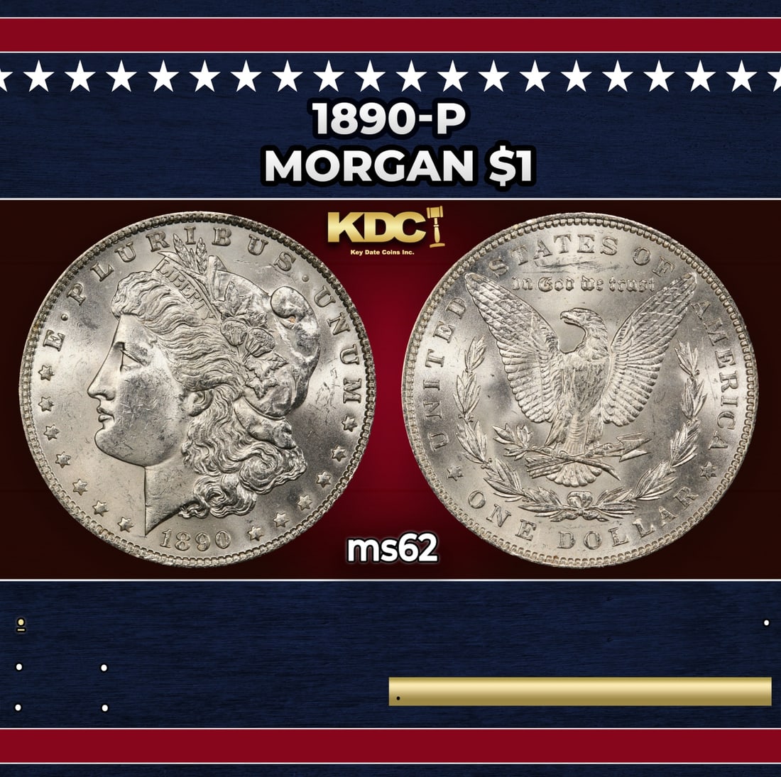 1890-p Morgan Dollar $1 Grades ms62 (1 of 3)