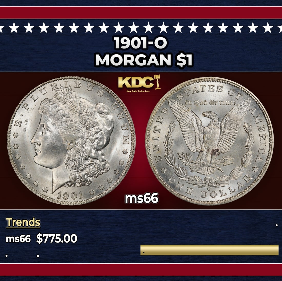 1901-o Morgan Dollar $1 Grades ms66 (1 of 3)