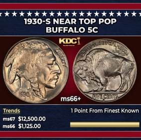 1930-s Buffalo Nickel Near Top Pop 5c ms66+ SEGS