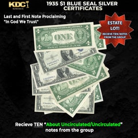 10x 1935 $1 Blue Seal Silver Certificates Grades AU/CU