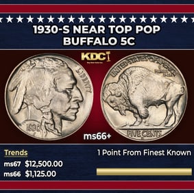 1930-s Buffalo Nickel Near Top Pop 5c ms66+ SEGS