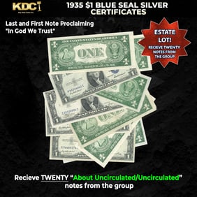 20x 1935 $1 Blue Seal Silver Certificates Grades AU/CU