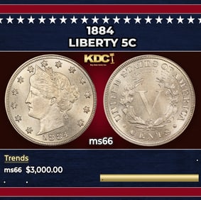 1884 Liberty Nickel 5c ms66 SEGS