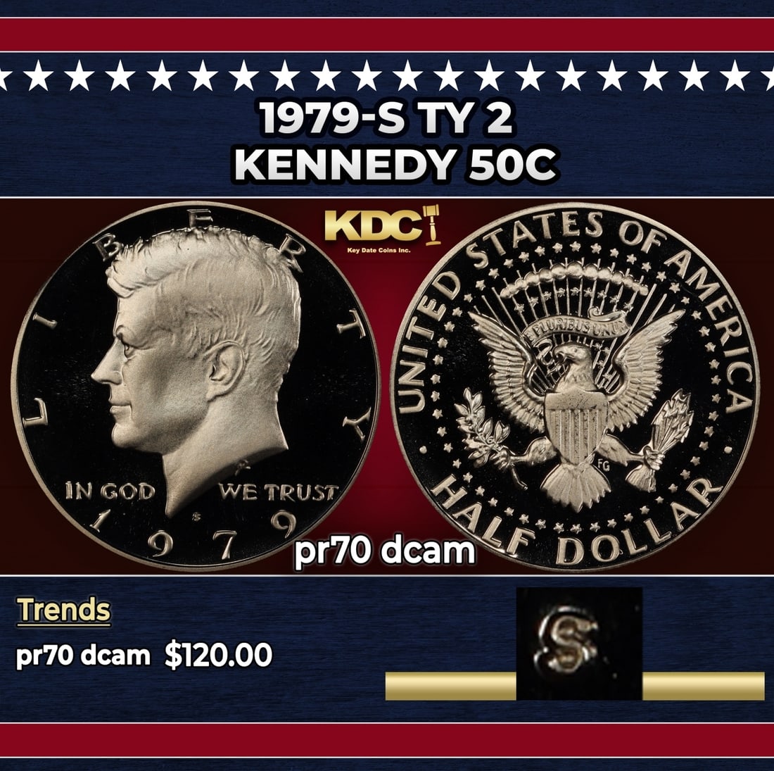 1979-s Ty 2 Proof Kennedy Half Dollar 50c pr70 dcam SEGS (1 of 4)