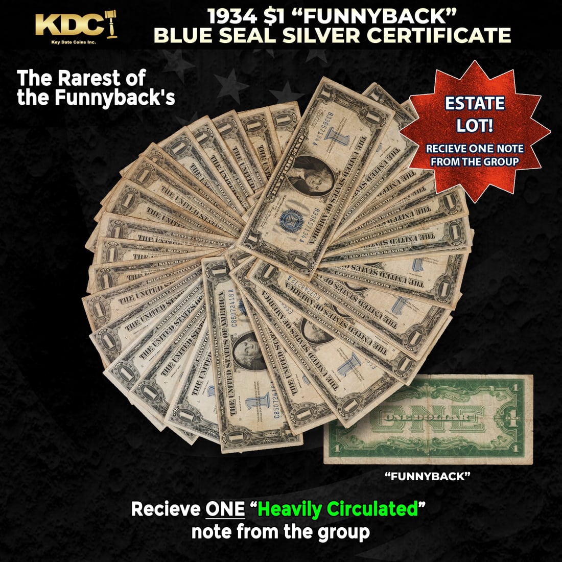 1x 1934 $1 Funnyback Blue Seal Silver Certificate Heavily Circulated (1 of 1)