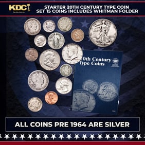 Starter 20th Century Type Coin Set 15 Coins Includes Whitman Folder