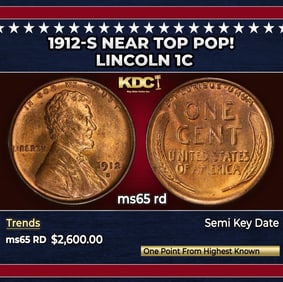 1912-s Lincoln Cent Near Top Pop! 1c ms65 rd SEGS