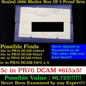 Original sealed box 5- 1986 United States Mint Proof Sets