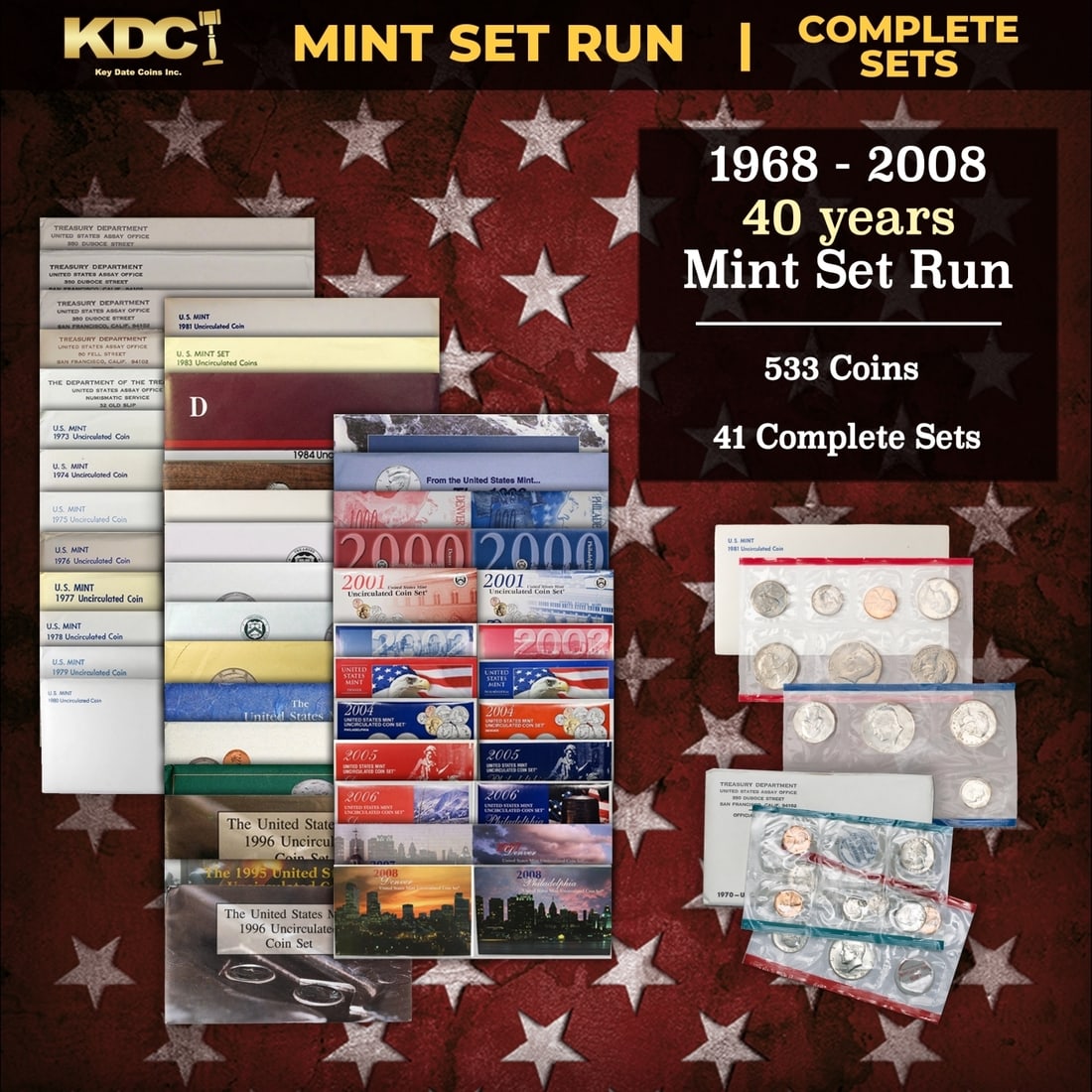 1968-2008 40 Years Mint Set Run - 533 Coins, 41 Complete Sets (1 of 20)