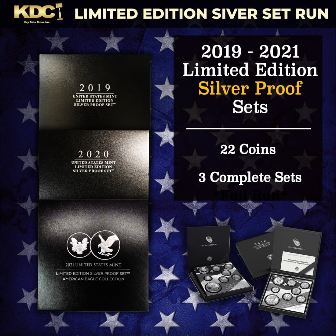 2019-2021 Limited Edition Silver Proof Sets - 22 Coins, 3 Complete Sets About 7oz Of Silver (1 of 4)
