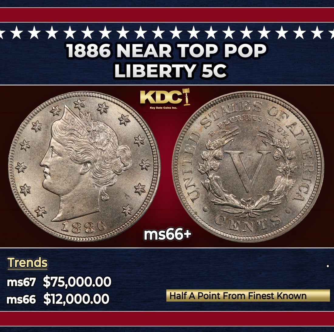 1886 Liberty Nickel Near Top Pop 5c ms66+ SEGS (1 of 3)