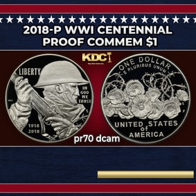 2018-p WWI Centennial Proof Modern Commem Dollar $1 pr70 dcam SEGS