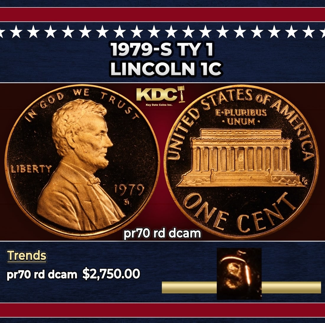 1979-s Ty 1 Proof Lincoln Cent 1c pr70 rd dcam SEGS (1 of 4)