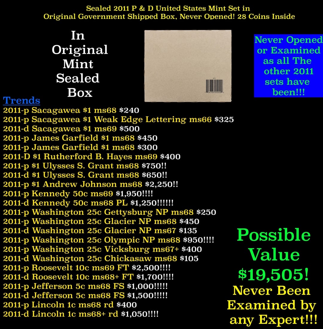 Sealed 2011 United States Mint Set in Original Government Shipped Box, Never Opened! 28 Coins (1 of 2)