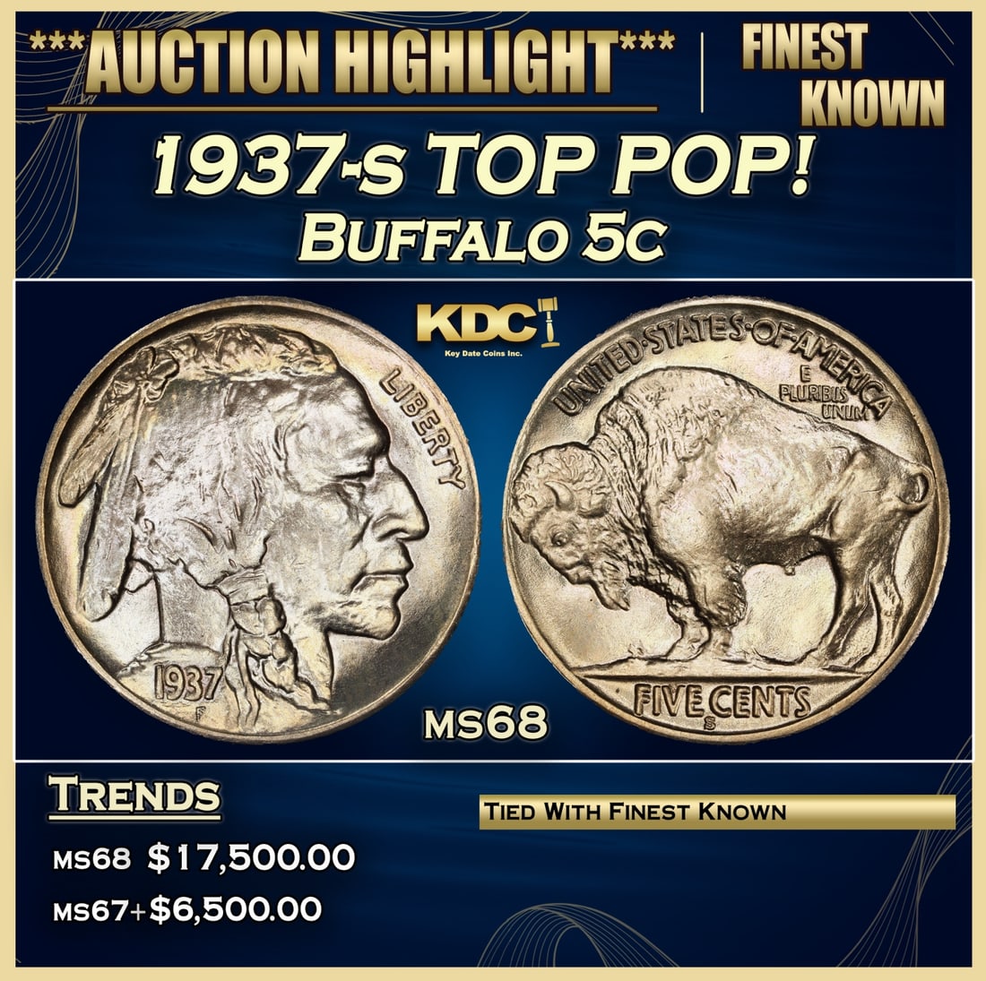 1937-s Buffalo Nickel TOP POP! 5c ms68 SEGS (1 of 3)