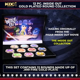 10 Coin Disney Pixar Inside Out Gold Plated Round Collection