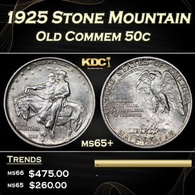 1925 Stone Mountain Old Commem Half Dollar 50c Grades ms65+
