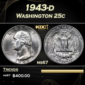 1943-d Washington Quarter 25c Grades ms67